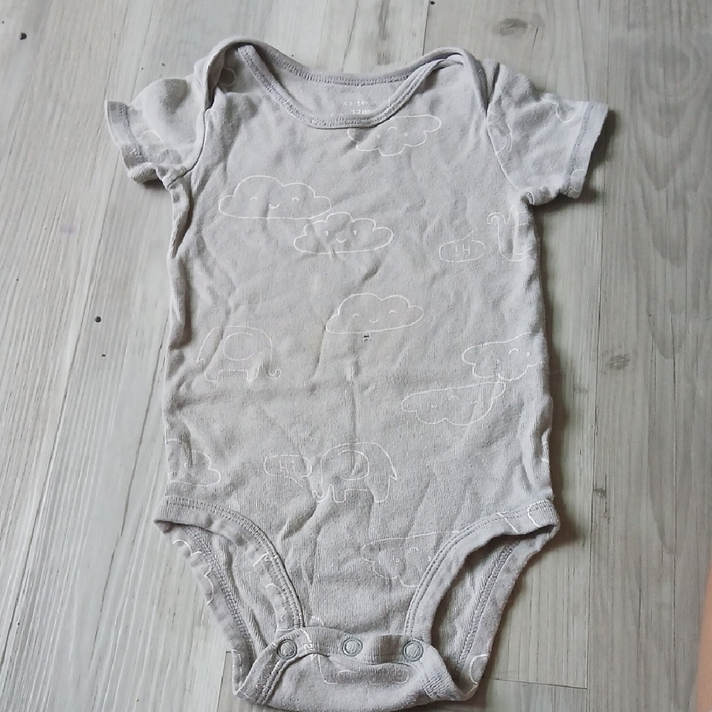 Carter's Light Gray Cloud and Elephant Bodysuit